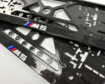 2x CARBON BMW M5 Number Plate Surround Holder Frame