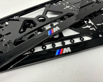 2x Glossy Black BMW M Number Plate Surround Holder Frame