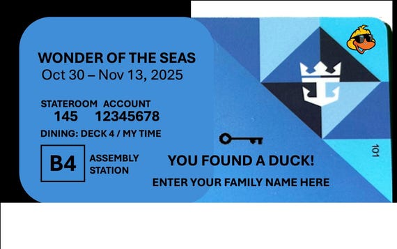 Personalized Cruise Duck Set: Laminated Tags, Mini Ducks, Ready-to-Hide