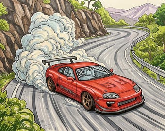 JDM Tuner Car Coloring Book, 30 Pages, Bold Lineart (Digital Download)