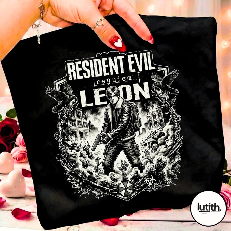 Leon Kennedy Resident Evil Requiem Design, Resident Evil Retro Design Png, Sublimacja Leon Kennedy Design Png (Digital Download) zdjęcie 2