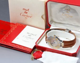 Vintage Cartier Must de Cartier 21 126000P 34mm Men's Watch w/ Box - Free Shipping
