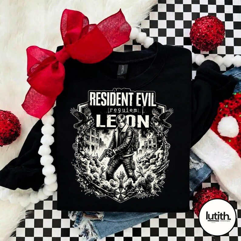 Leon Kennedy Resident Evil Requiem Design, Resident Evil Retro Design Png, Sublimacja Leon Kennedy Design Png (Digital Download) zdjęcie 6