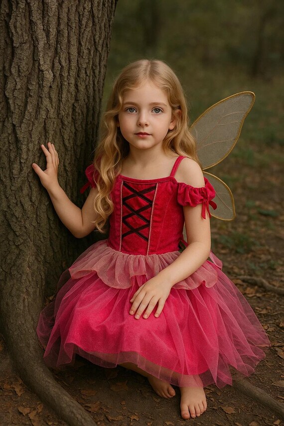 handmade fairy dress Shop Bespoke Portrait Fairy Birthday Dress Pink with Sparkle Wings 5