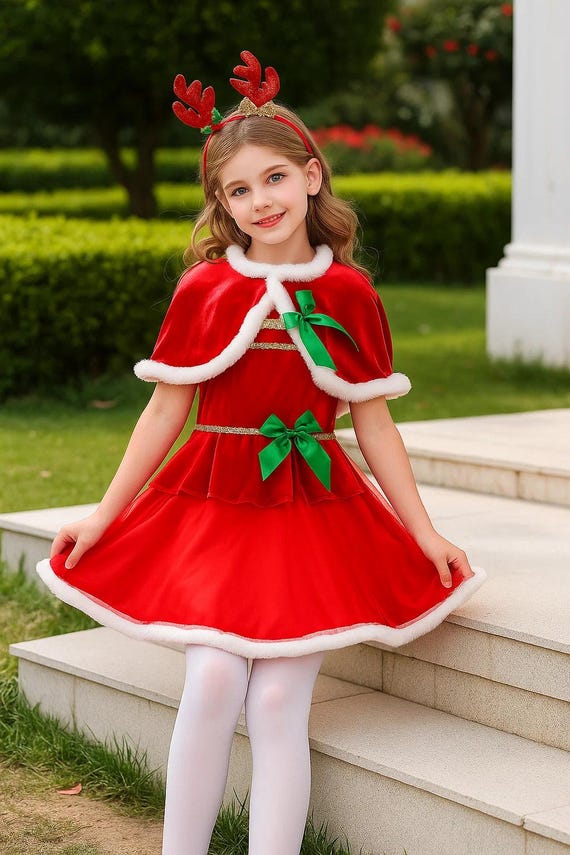 Cape longue Mère Noël en velours - Deguisement noel pas cher