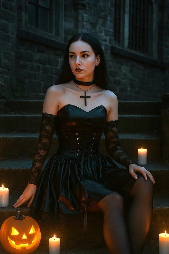 Handmade Gothic Mini Dress: Lace Corset Cosplay Costume