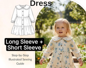 Schlichtes Baby Kleid Muster Baumwolle Rüschen Mini Kleid für Kleinkind Mädchen 3 M-8Y