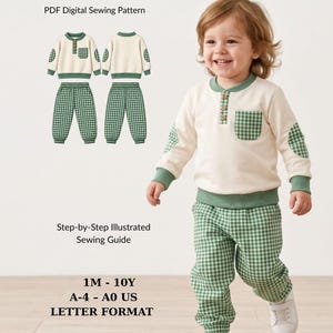 Nähvorlagen für Baby-Jungen-T-Shirts und Sweatshirts (PDF) – Schnittmuster für locker sitzende Hosen und Ballonhosen