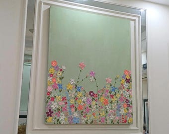 Bloemenschilderij met textuur: 42 x 30 moderne bloemencanvas