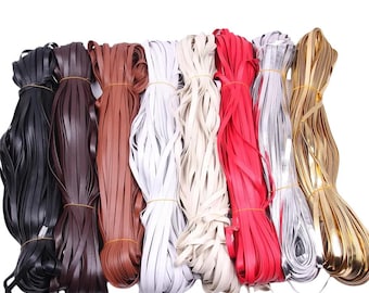Faux Vegan Leather Strap, 5mm Ribbon, Double Trim Leather Strip For Upholstery
