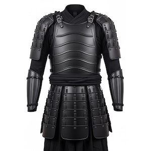Handmade Black Leather Samurai Armor – Ronin Cosplay Costume, Medieval Larp Samurai Warrior Outfit, Japanese Fantasy Armor – GIFT FOR HIM