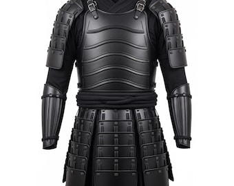 Handmade Black Leather Samurai Armor – Ronin Cosplay Costume, Medieval Larp Samurai Warrior Outfit, Japanese Fantasy Armor – GIFT FOR HIM