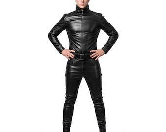 Handcrafted Sheepskin Leather Pant & Shirt Set – Made-to-Order Festival Outfit, Cosplay Costume, Gothic Streetwear – Gift for Him