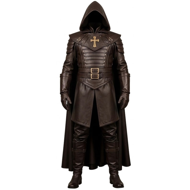 Handmade Leather Assassin Costume – Hooded Cloak for LARP, Renaissance ...