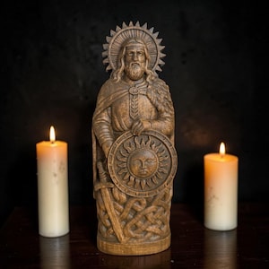 Baldr nordisk gud, nordisk hednisk staty, skandinavisk gud Baldr, vikingastaty, nordisk gudfigur, skandinavisk för asatro altarkit ritual