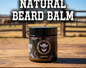 Beard Balm: Beeswax, Tallow & Jojoba | Light Hold, Itch Relief | Softens Coarse Beards | 120ml UK Made | Simple and Natural