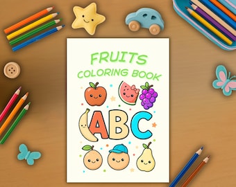 ABC Fruits Coloring Book: Fun Alphabet Learning (Digital Download)
