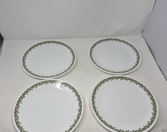 Corelle Crazy Daisy Spring Blossom Green Set of 4 Dinner Plates 10 1/4" Diameter