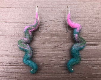 Hand Felted Zig Zag Earrings