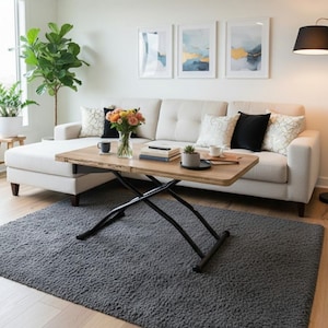 Transforming Coffee Table to Dining Table, Lift Top Adjustable Wood Desk, Multifunctional Space Saving Furniture, Smart Table for Small Home