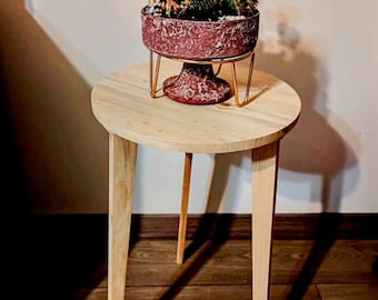 Mesa lateral redonda artesanal em madeira, mesa para laptop, suporte para TV, mesa de centro empilhável, modelo Tondo em madeira maciça – decoração minimalista moderna