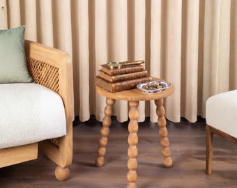 Table d'appoint ronde moderne en bois, table basse en bois naturel, petite table basse pour salon, décoration minimaliste, table de chevet