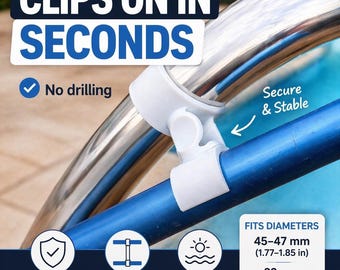 Pool Pole Holder Clip | No Drill Clamp for Round Rails & Poles
