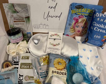 Relax and Unwind Pamper Hamper, Spa Self Care Gift Box, Birthday Present, Relaxation Gift