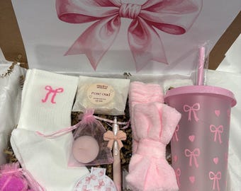 Pink Bow Themed Hamper, Pretty Pink Gifts, Pink Asethetic Gift, Pretty Self Care Box, Girly Gift Box, Bow Lover Gift, Pink Gifts, Bow Gifts