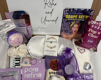 Purple Relax & Unwind Pamper Hamper, Self Care Gift Box