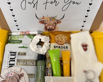 Highland Cow Pamper Hamper, Highland Cow Gifts, Highland Cow Lovers gifts, Pamper hamper, Gift for Highland cow lovers, Spa gifts for her