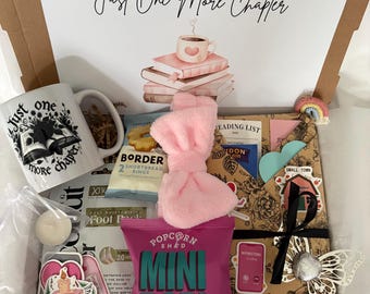 Just One More Chapter Blind Date Book Box, Mystery Book, Themed Mug, Pamper Goodies