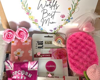 Mum Pamper Hamper, Spa Gift Box, Crochet Tulip Keepsake