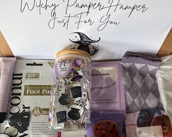 Witch Pamper Hamper, Gothic Self Care Gift Box, Witchy Glass Tumbler Gift