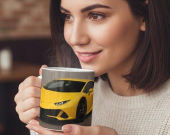 Stylish Sports Car Ceramic Coffee Mug - Perfect Gift for Car Enthusiasts, Auto Lovers, Racer Gifts, Bold Coffee Cups, Unique Showroom Decor