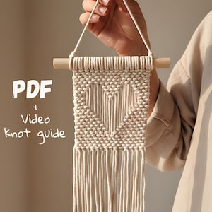 Macrame Heart Tapestry PDF Tutorial | Rustic Wall Decor Guide | Beginner Pattern | Handmade Gifts