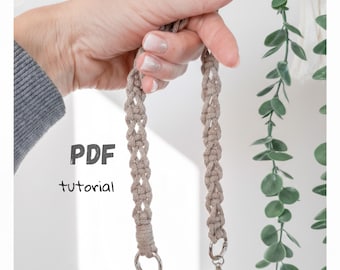 Handleiding macramé-telefoonriem, eenvoudig patroon voor beginners, doe-het-zelf polsbandje telefoonkoord, 15-inch gevlochten telefoonarmbandgids,