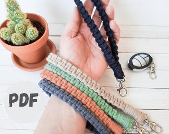 Modèle de porte-clés avec bracelet en macramé PDF | Dragonne facile pour téléphone DIY | Tutoriel de téléchargement immédiat