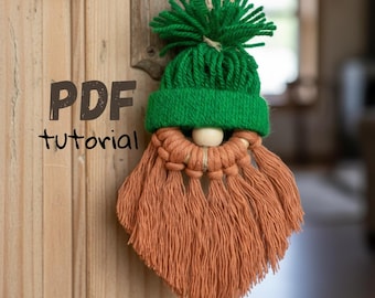 St Patrick Gnome macramépatroon pdf DIY hangende Ierse decoratie-tutorial