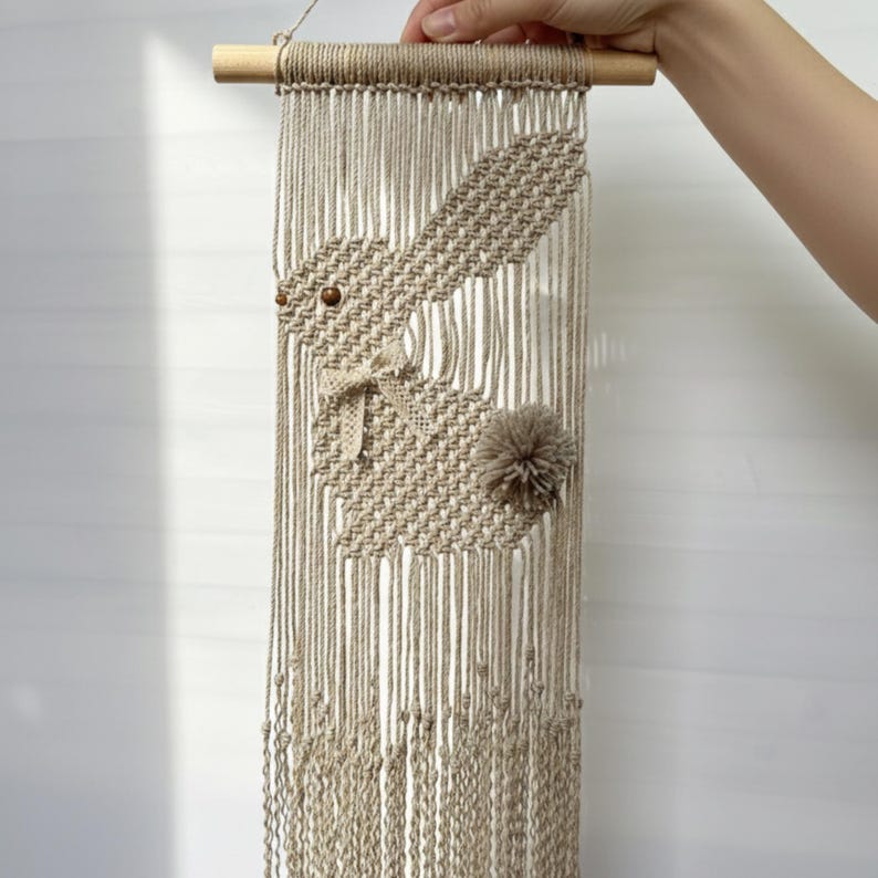 Macrame Rabbit Pattern Easter Bunny Macrame DIY Tutorial PDF | Rustic Spring Wall Hanging ...