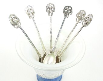 Silver Demitasse Spoons Set of 6, Norway 830 Silver Gustav Hellstrom & Co., Antique 1900s Sami Nordic Coffee Culture