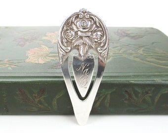 Book Lover Silver Bookmark, Kirk & Son Sterling Repoussé Roses Bibliophile Clip, Vintage Personal Book Library Gift Idea