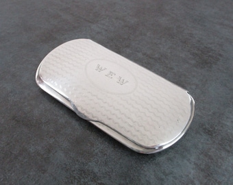 Sterling Silver Eyeglass Case, Antique Engraved Monogram Engine Turned Pince-nez Holder 1800s 1900s Optical Collectible