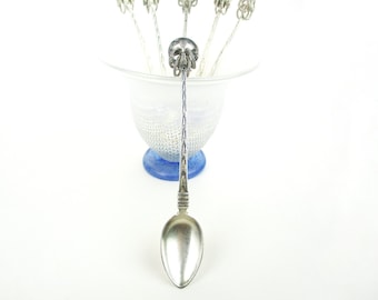 Silver Demitasse Spoons Set of 6, Norway 830 Silver Gustav Hellstrom & Co., Antique 1900s Sami Nordic Coffee Culture