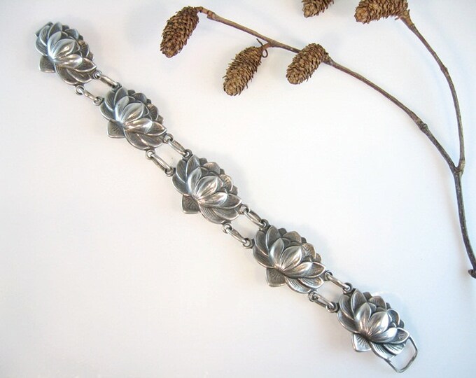 Silver Water Lily Bracelet Early Vintage Danecraft Sterling Etsy