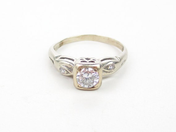 Illusion Diamond Ring, Antique Art Deco Engagemen… - image 1