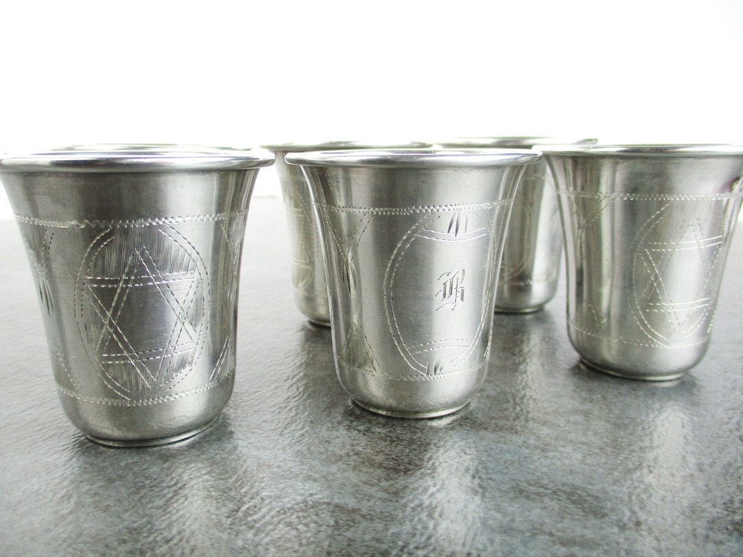 Antique Sterling Silver Kiddush Cup Set of 6 Russian Style Etsy