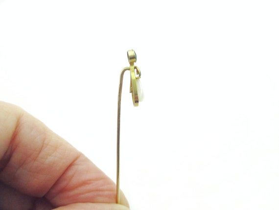 Antique 10K Gold Stick Pin, Edwardian Emerald Pas… - image 6