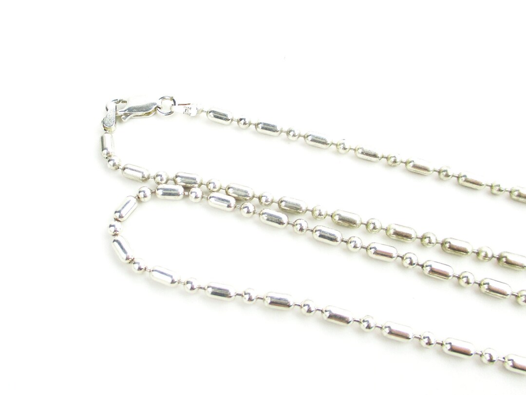 SILVERLIZA Italian 925 Sterling Silver Bead Ball Chain Necklace – Multiple Sizes & Thicknesses