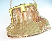 Whiting & Davis Mesh Purse Gold Mesh Glomesh Evening Bag Art Deco Style Wedding Accessory